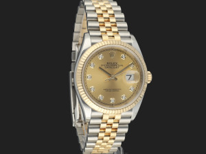 Rolex Datejust 36 Gold/Steel Champagne Diamond Dial 126233 