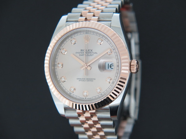 Rolex - Datejust 41 Everose/Steel Sundust Diamond Dial NEW 126331