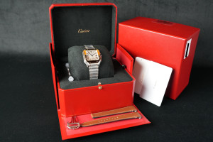 Cartier Santos Medium Gold/Steel Roman Dial W2SA0016 NEW