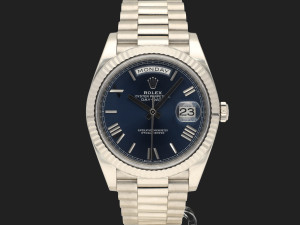 Rolex Day-Date 40 White Gold Blue Roman Dial 228239