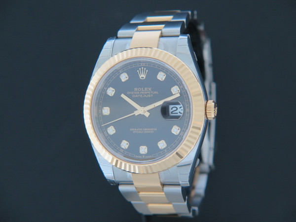 Rolex - Datejust 41 Gold/Steel Black Diamond Dial 126333 NEW 