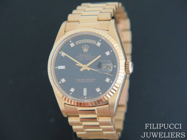 Rolex - Day-Date Yellow Gold Black Diamond Dial 18238 