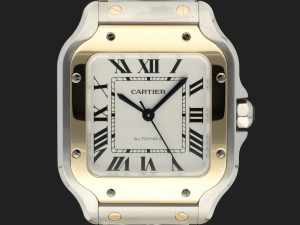 Cartier Santos Medium Gold/Steel Roman Dial W2SA0016 NEW