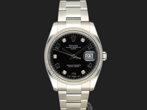Rolex Date 34 Black Diamond Dial 115234