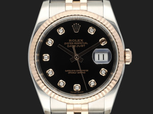 Rolex Datejust 36 Black Diamond Dial Everose/Steel 116231 