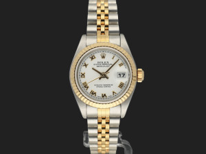 Rolex Lady-Datejust 26 Gold/Steel White Roman Dial 79173