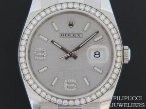 Rolex Datejust Silver Diamond Dial and Bezel 116244   