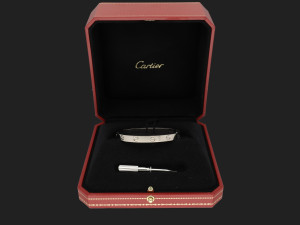 Cartier Love Bracelet White Gold Size 17 NEW 