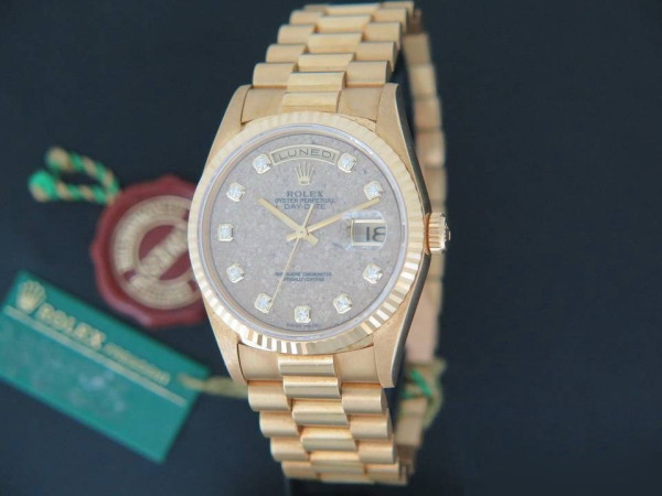 Rolex - Day-Date Yellow Gold 18238  N.O.S. Fossil / Jurassic Park / Diamond Dial 