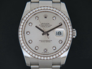 Rolex Datejust Silver Diamond Dial and Bezel 116244   
