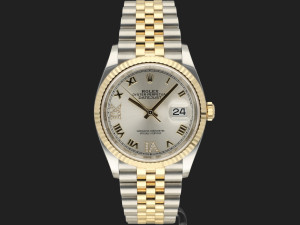 Rolex Datejust Gold/Steel Silver Diamond Dial 126233