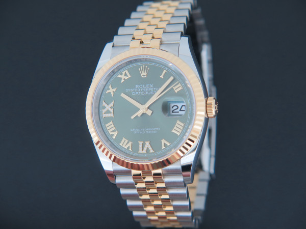 Rolex - Datejust Gold/Steel Green Diamond Dial 126233 NEW