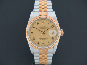 Rolex Datejust Gold/Steel Champagne Roman Dial 16233