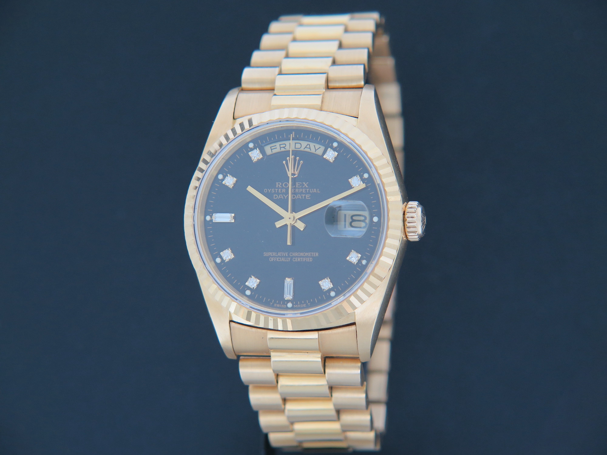 Rolex Day-Date Yellow Gold Black Diamond Dial 18238
