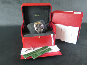 Cartier Santos Large Date Steel Green Roman Dial NEW WSSA0062