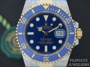 Rolex Submariner Date Gold/Steel Blue Dial NEW 116613LB  FULL STICKERS