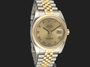 Rolex Datejust Gold/Steel Champagne Roman Dial 116233