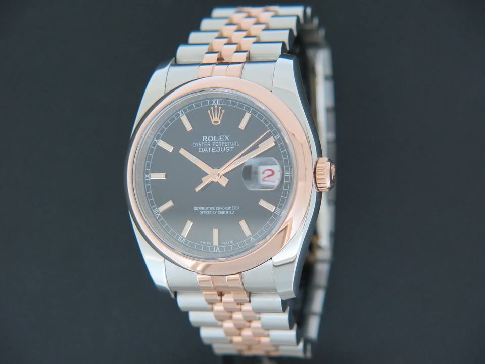 Rolex Datejust Everose Steel Black Dial 116201 Watches