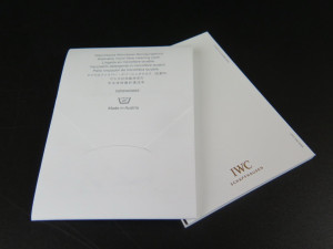 IWC Warranty Booklet & Cleaning Cloth