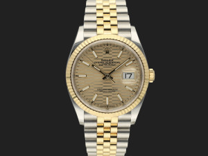 Rolex Datejust Gold/Steel Golden Fluted Dial 126233