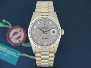 Rolex Day-Date Yellow Gold 18238  N.O.S. Fossil / Jurassic Park / Diamond Dial 