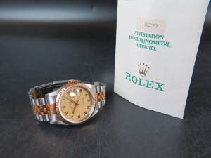 Rolex Datejust Gold/Steel Champagne Roman Dial 16233