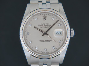 Rolex Datejust Silver Diamond Dial 16234