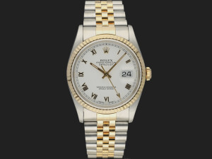 Rolex Datejust Gold/Steel White Roman Dial 16233