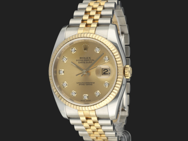 Rolex - Datejust Gold/Steel Champagne Diamond Dial 116233
