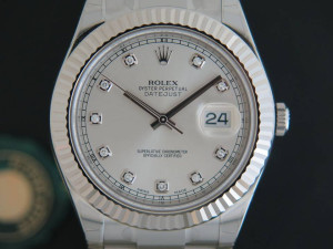 Rolex Datejust II Silver Diamond Dial 116334 NEW