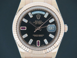 Rolex Day-Date II Everose Diamond Ruby Dial NEW 218235