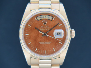 Rolex Day-Date Yellow Gold Wood Dial 18038