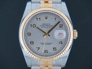 Rolex Datejust Gold/Steel Grey Arab Dial 116233 NOS IN STICKERS