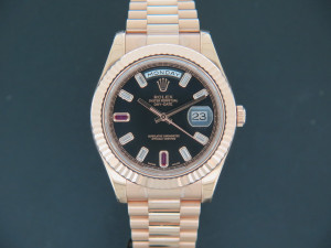 Rolex Day-Date II Everose Diamond Ruby Dial NEW 218235