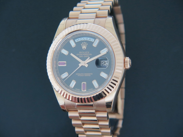 Rolex - Day-Date II Everose Diamond Ruby Dial NEW 218235