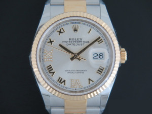 Rolex Datejust Gold/Steel Silver Diamond Dial 126233 NEW