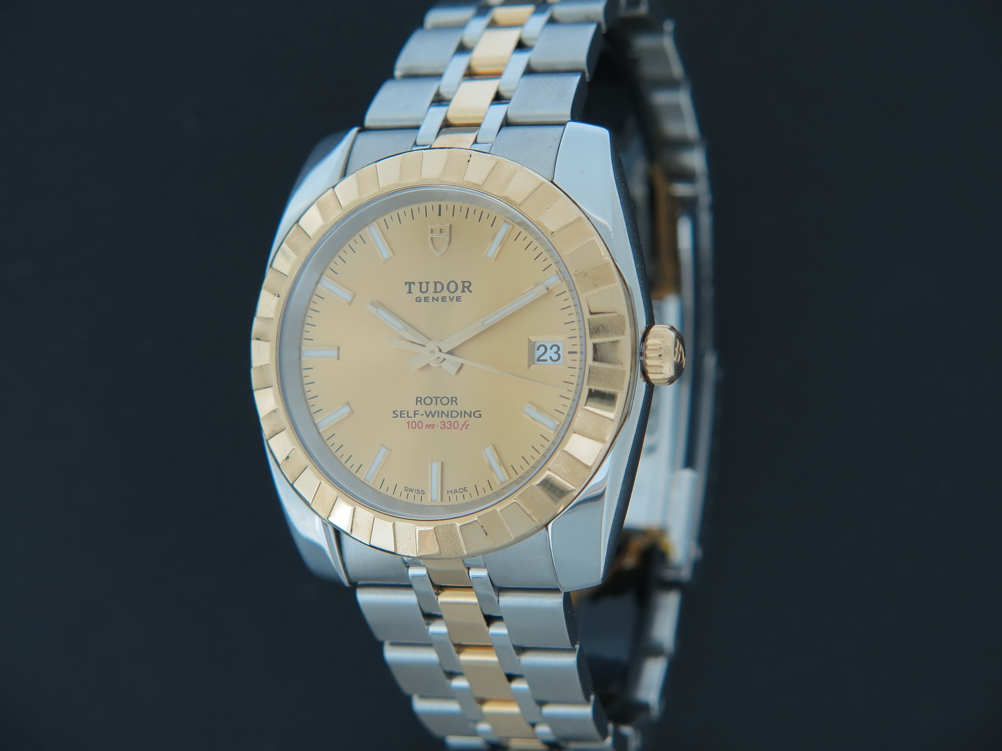 Tudor Classic Date Gold/Steel Champagne Dial 21013