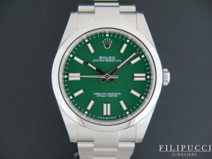 Rolex Oyster Perpetual 41 Green Dial 124300 NEW MODEL