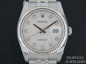 Rolex Datejust Silver Diamond Dial NEW 116234