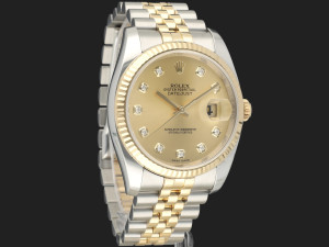 Rolex Datejust 36 Gold/Steel Champagne Diamond Dial 116233