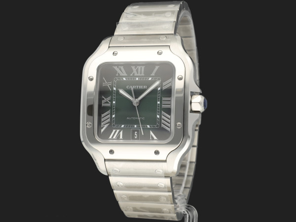 Cartier - Santos Large Date Steel Green Roman Dial WSSA0062 NEW