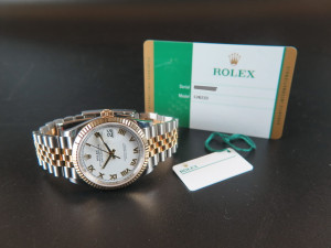 Rolex Datejust Gold/Steel White Roman Dial 126233