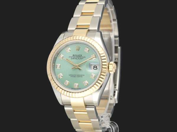 Rolex - Lady-Datejust 28 Gold/Steel Mint Green Diamond Dial 279173