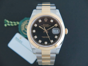Rolex Datejust 41 Gold/Steel Black Diamond Dial 126303 NEW