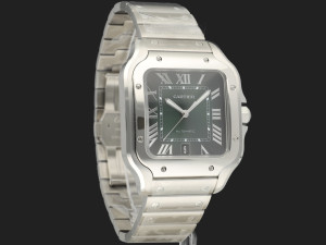 Cartier Santos Large Date Steel Green Roman Dial WSSA0062 NEW