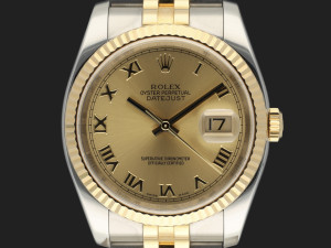 Rolex Datejust Gold/Steel Champagne Roman Dial 116233