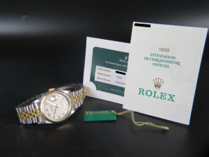 Rolex Datejust Gold/Steel Cream Pyramid Roman Dial 16233 
