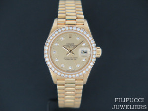 Rolex  Datejust Yellow Gold Diamond bezel & Champagne Diamond Dial 69138