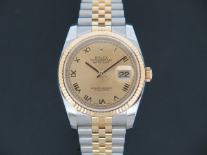 Rolex Datejust Gold/Steel Champagne Roman Dial 116233 NEW