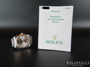 Rolex Datejust Gold/Steel Grey Diamond Dial 116233